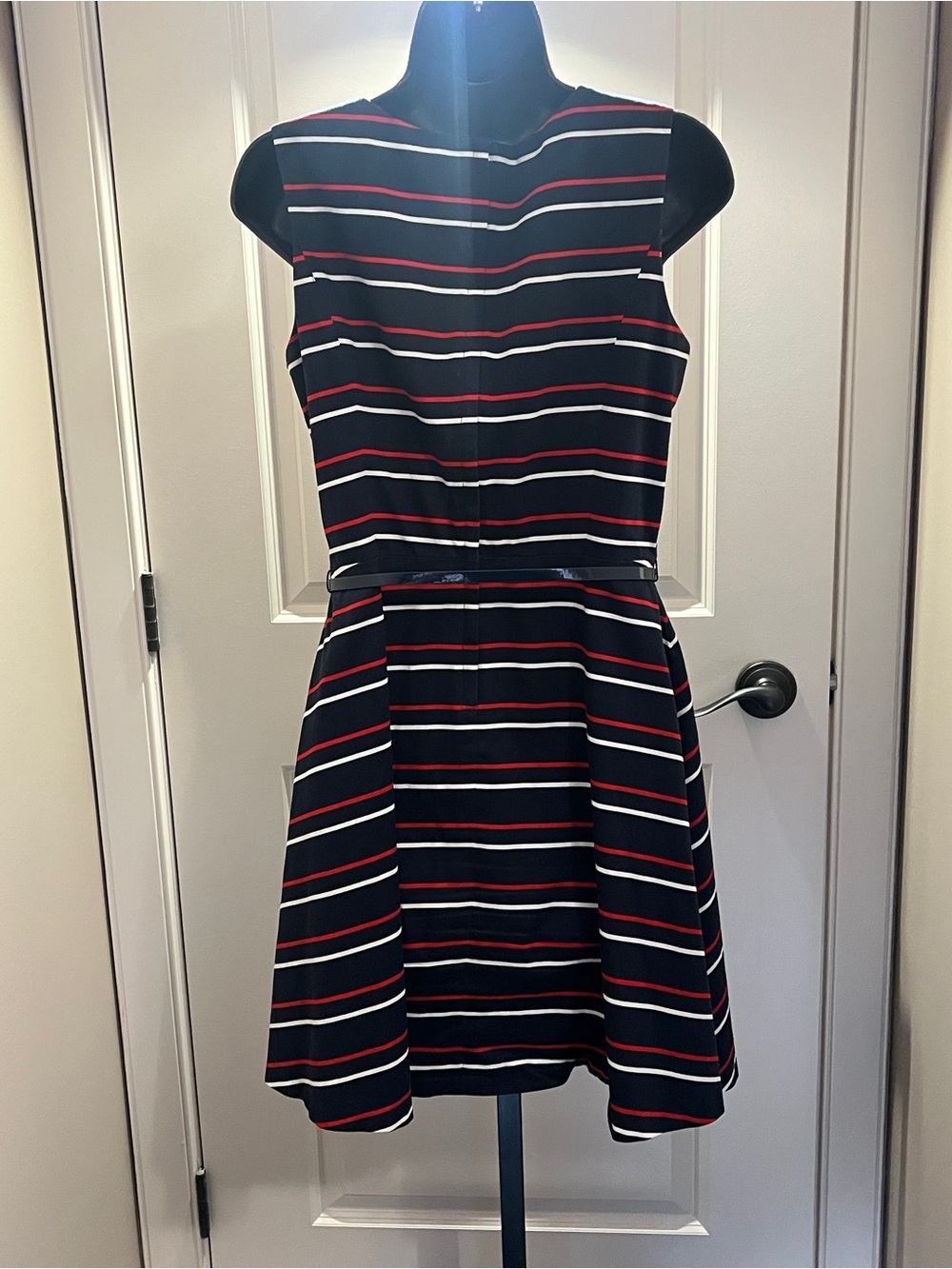 NWOT Tommy Hilfiger Striped Sleeveless Belted Mini Dress - Navy, Red & White - Picture 5 of 10